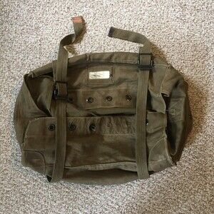Vintage Plinc S.N.C Italian Army Military Bag Canvas Neutral Brown Travel Duffel